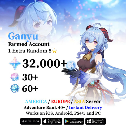 Ganyu Reroll Account with 30.000 Primogems