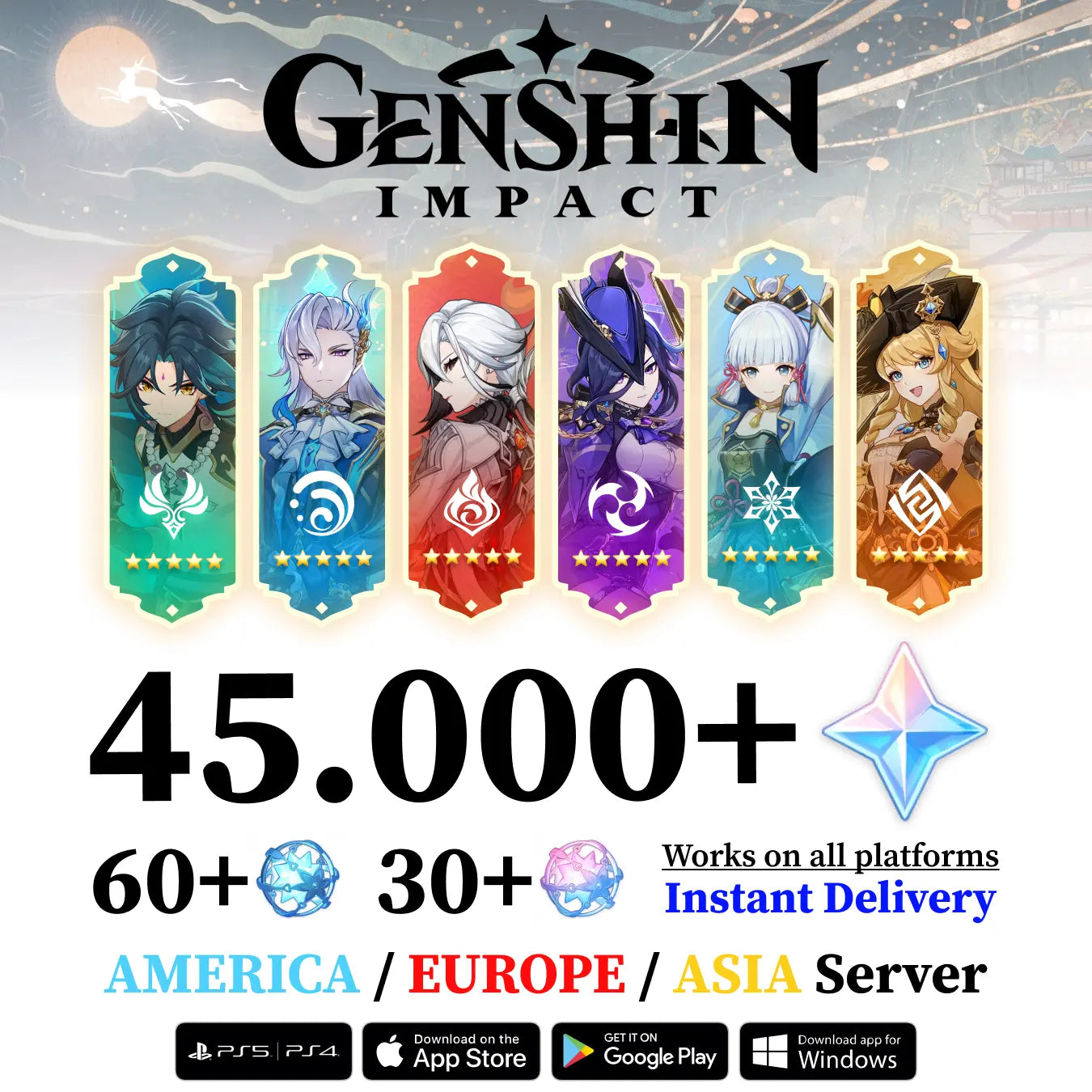 Genshin Reroll Account with Primogems and Limited 5 Star - Genshin Accounts