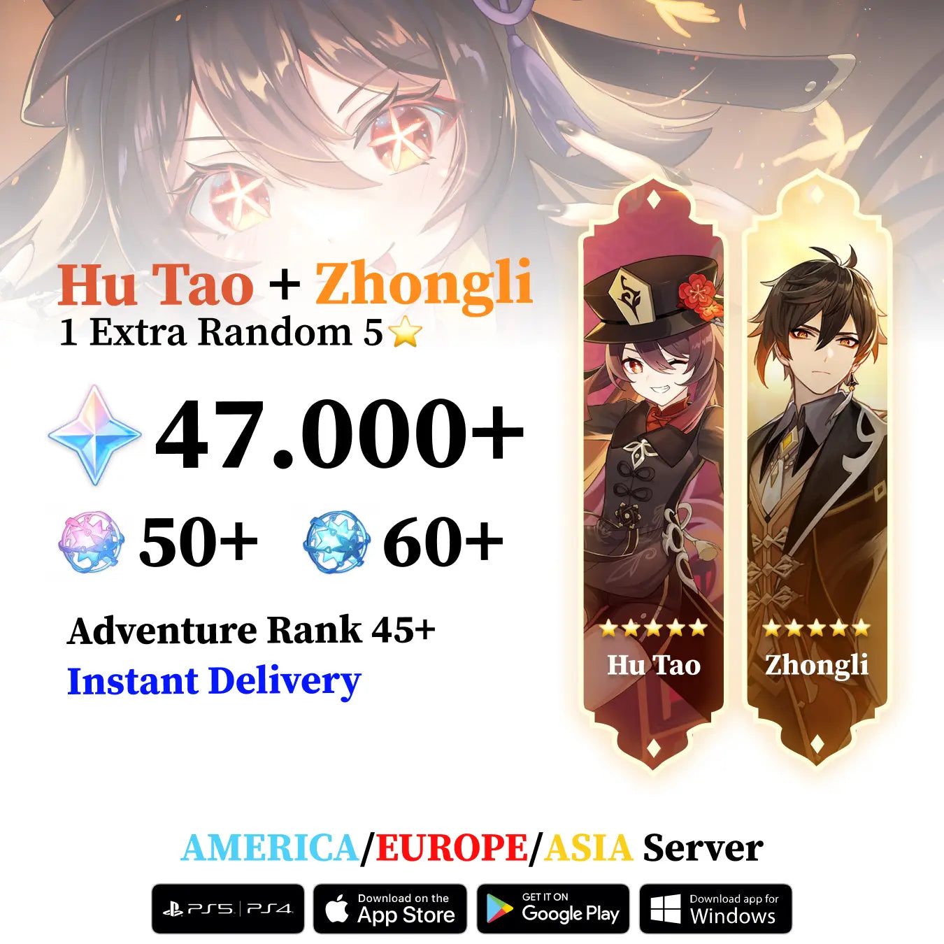 Zhongli Reroll Account with 30.000 Primogems