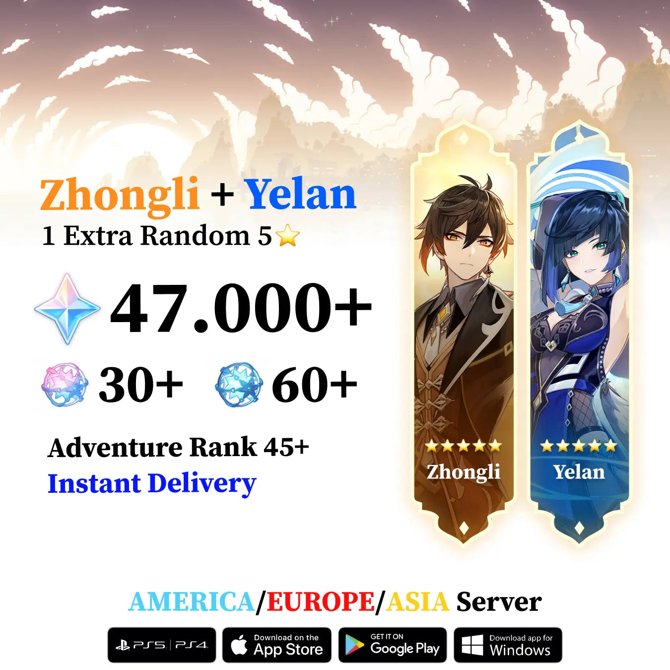 Zhongli Reroll Account