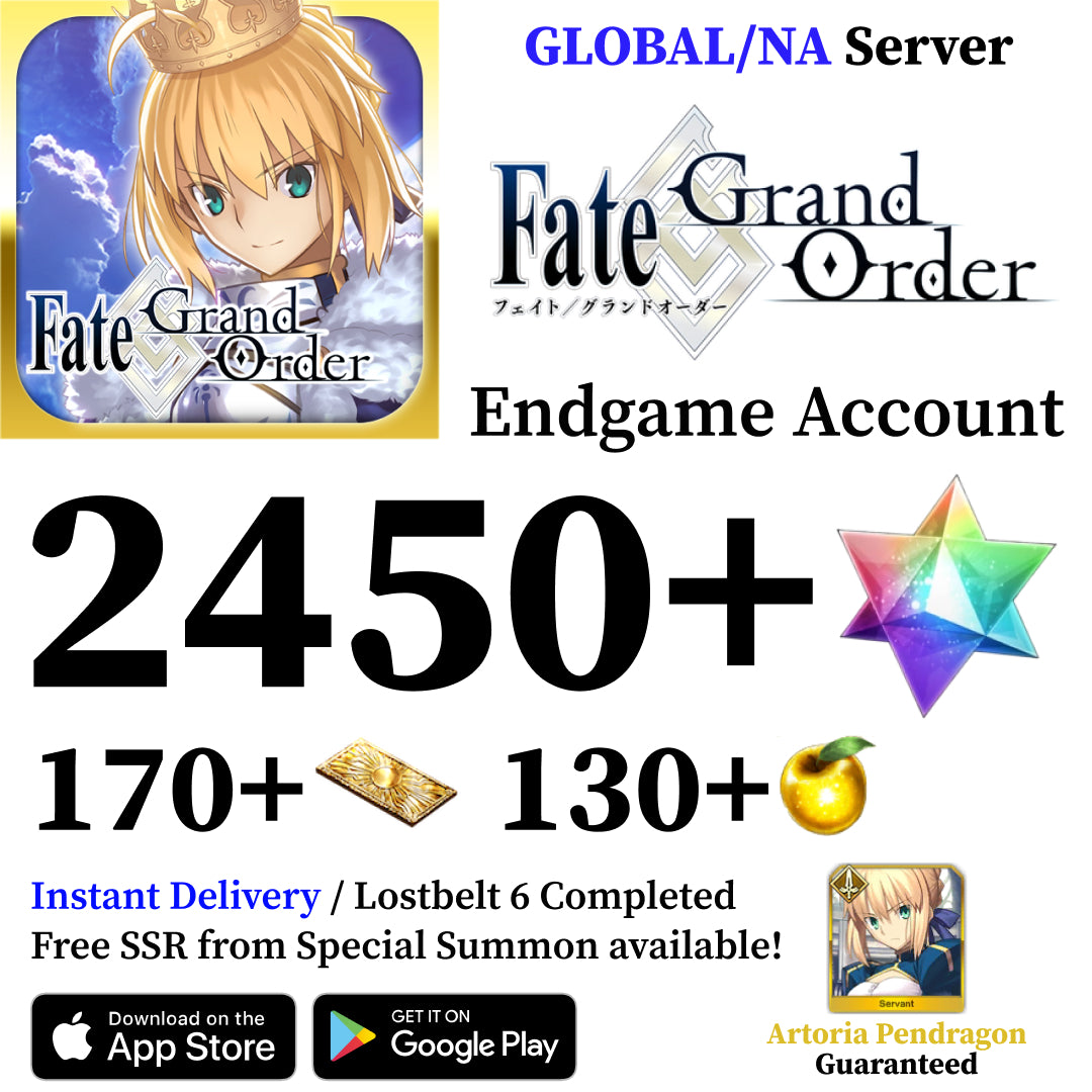 Fate Grand Order Reroll Account with 2450+ SQ [Global]