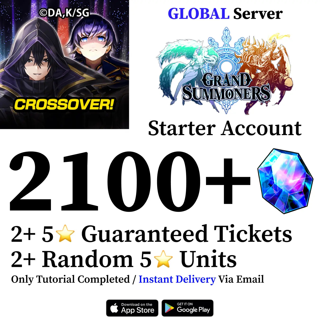 Grand Summoners Starter Account with 2100 Gems [Galobal]