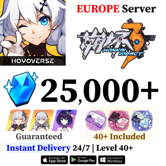 Honkai Impact 3rd Reroll Account with 25000+ Crystals [EUROPE]