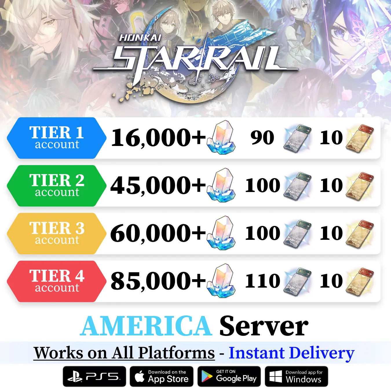 Honkai Star Rail Starter Reroll Account [AMERICA]