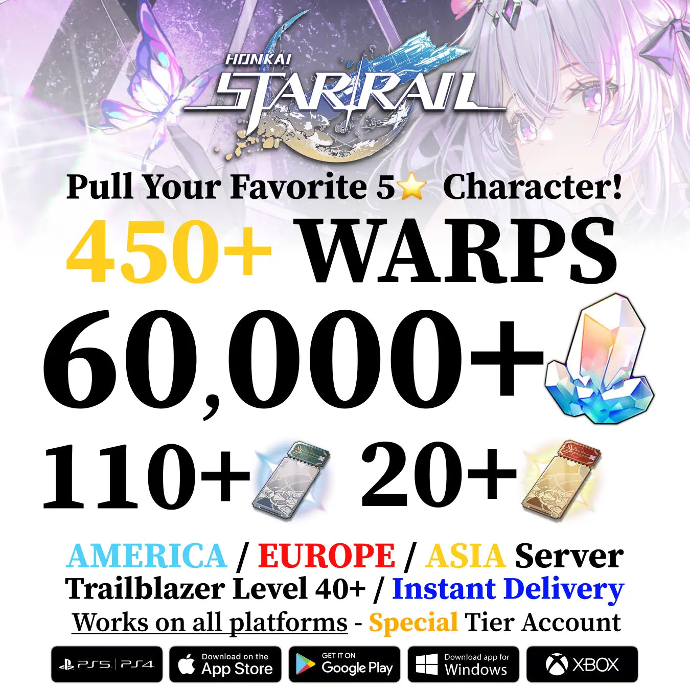 Honkai Star Rail Starter Account with 49.000+ Stellar Jades