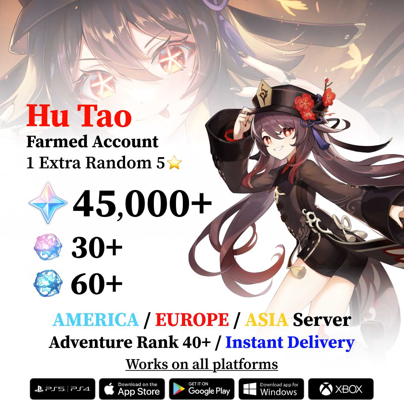 Hu Tao Reroll Account with 30.000 Primogems