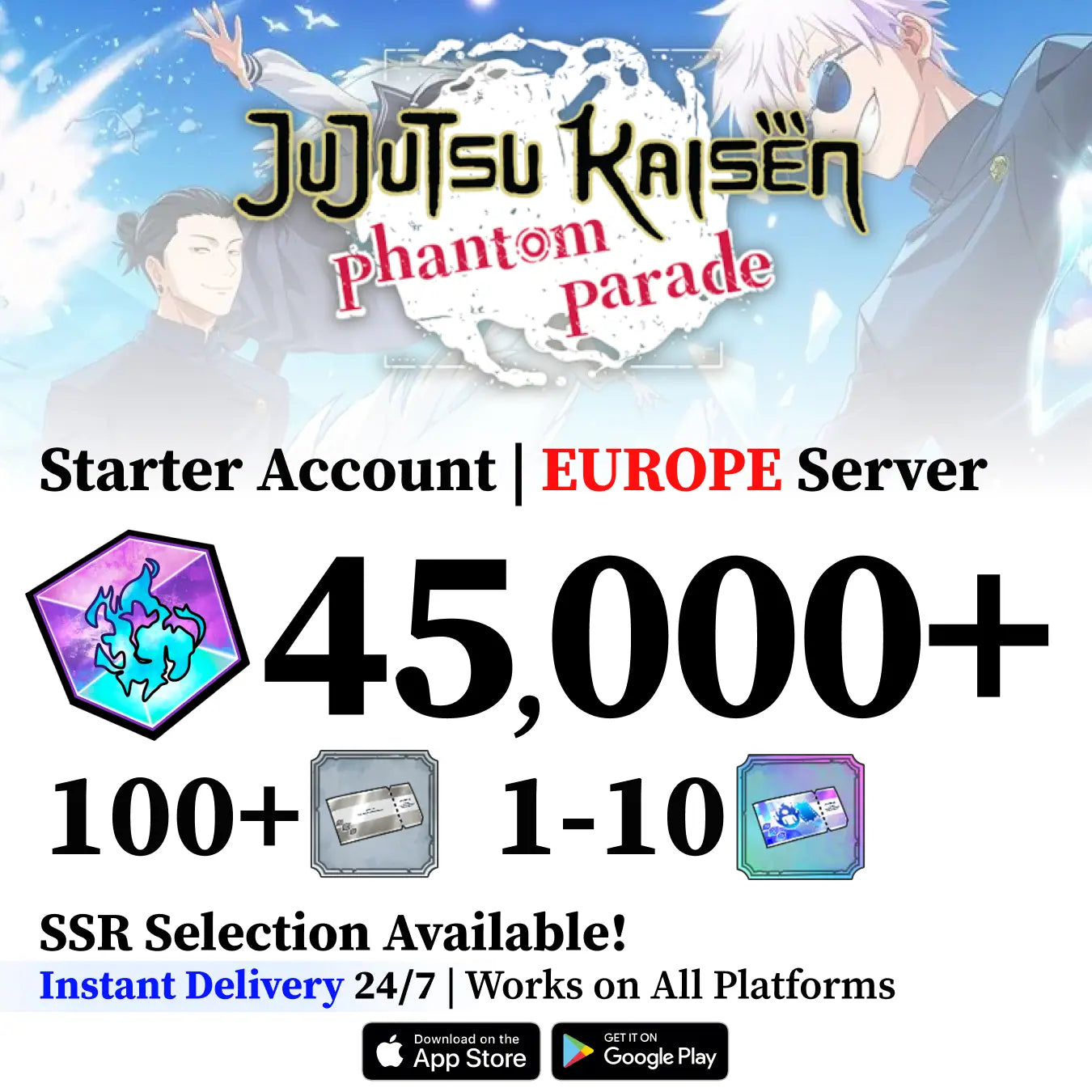 Jujutsu Kaisen Phantom Parade Reroll Account [EUROPE]