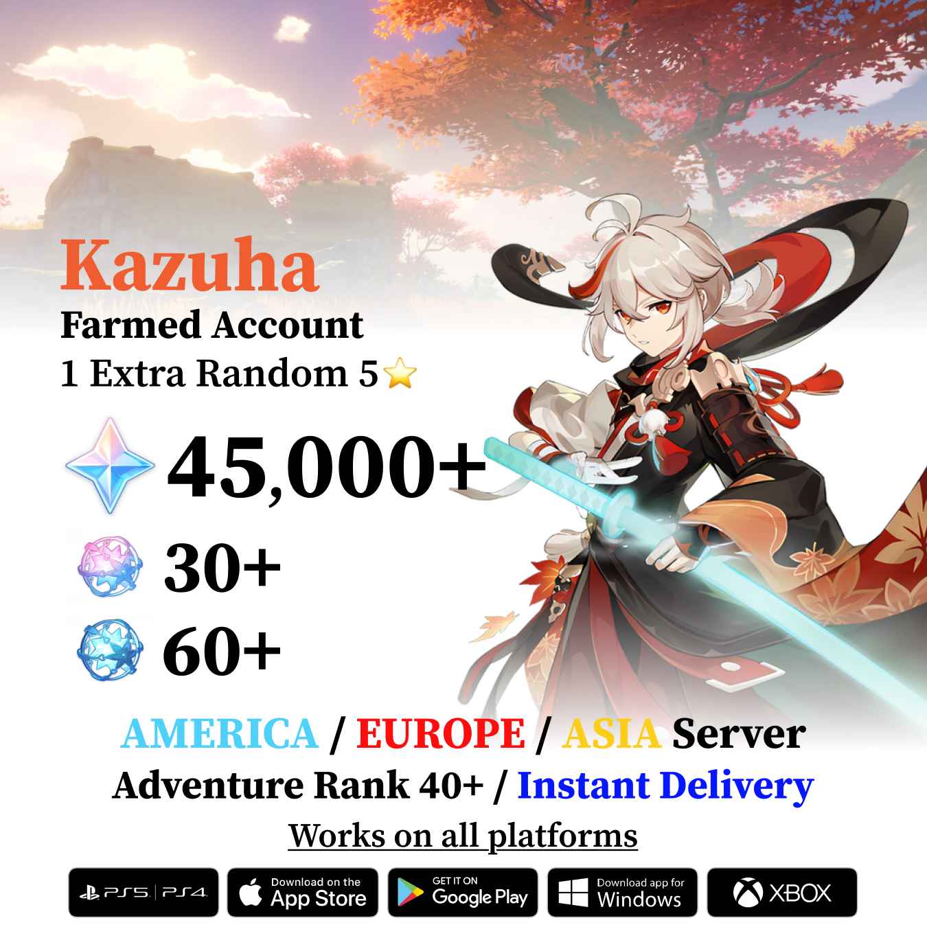 Kazuha Reroll Account with 30.000 Primogems