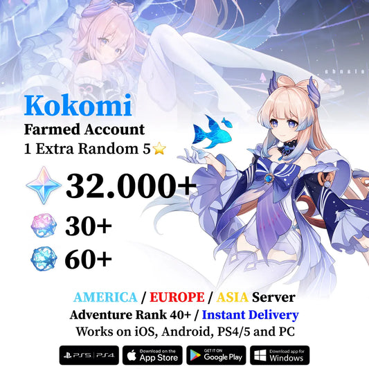 kokomi Reroll Account with 30.000 Primogems