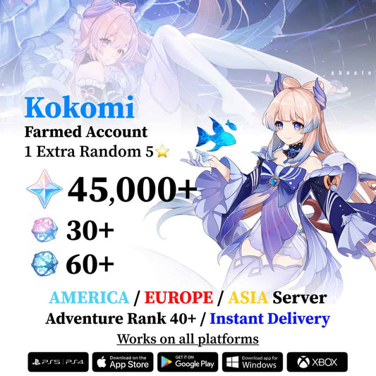 Kokomi Reroll Account with 30.000 Primogems