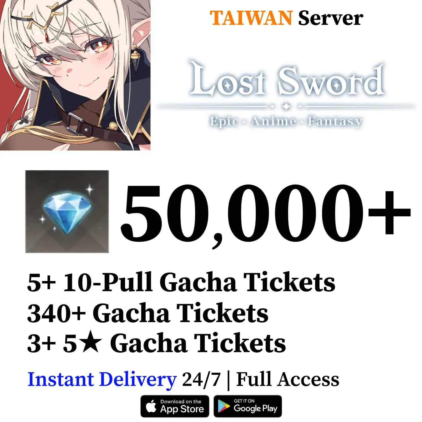 Lost Sword Reroll Account with Diamonds | 5★ Tickets | Taiwan Server