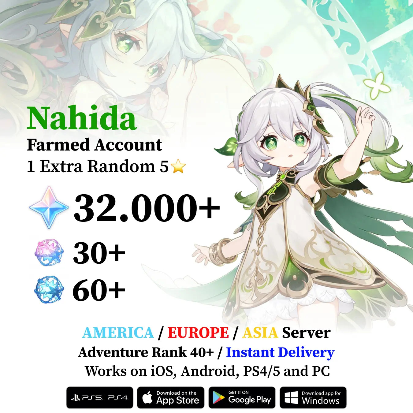 Nahida Reroll Account with 30.000 Primogems