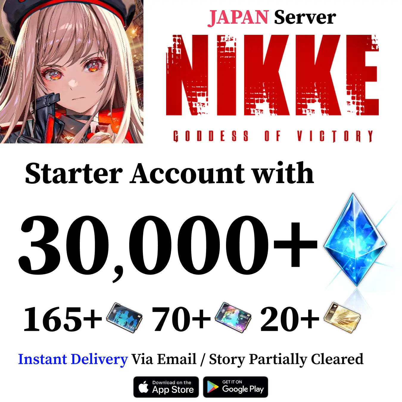 NIKKE Starter Reroll Account 30000+ Gems [JAPAN]