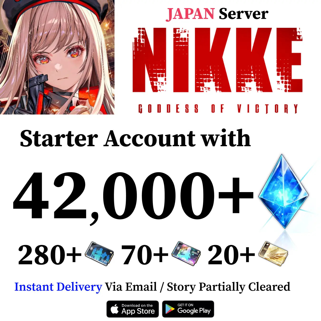 NIKKE Starter Reroll Account 42000+ Gems [JAPAN]