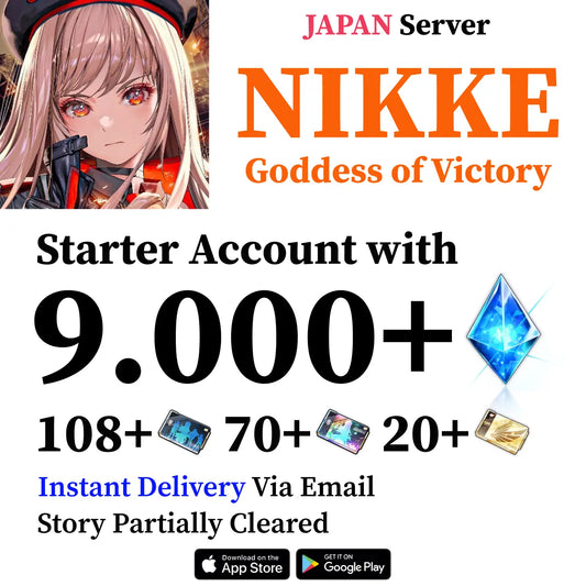 NIKKE Starter Reroll Account 9000+ Gems [JAPAN]