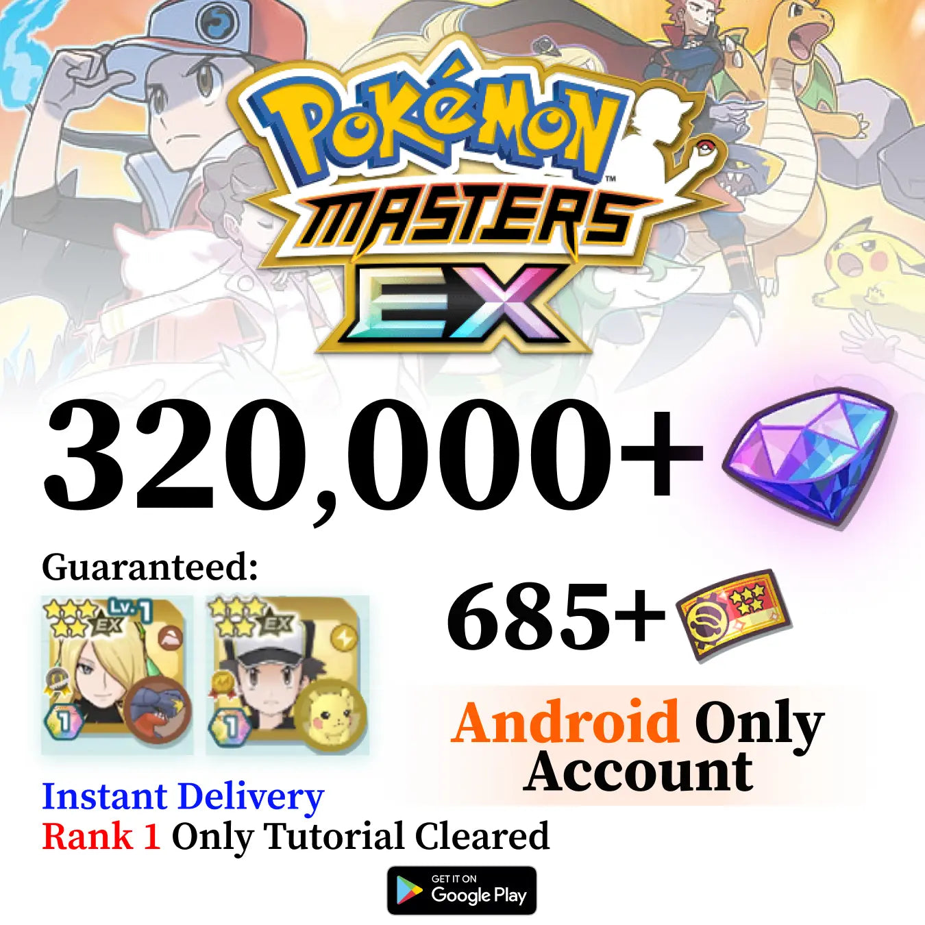 Pokémon Masters EX Account with Red/Pikachu and Cynthia/Garchomp [Android]