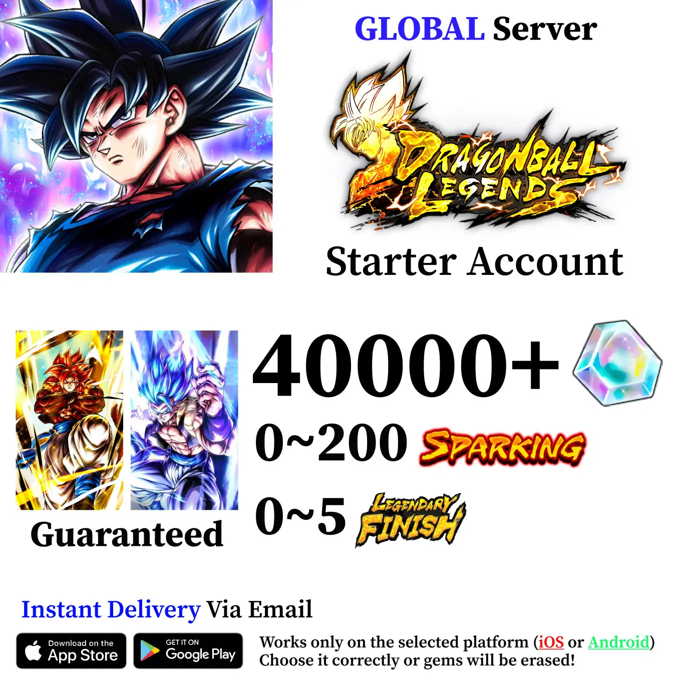 Dragon Ball Legends Ultra SSJ4 Gogeta with Super Saiyan God SS Gogeta Account [iOS/Android]