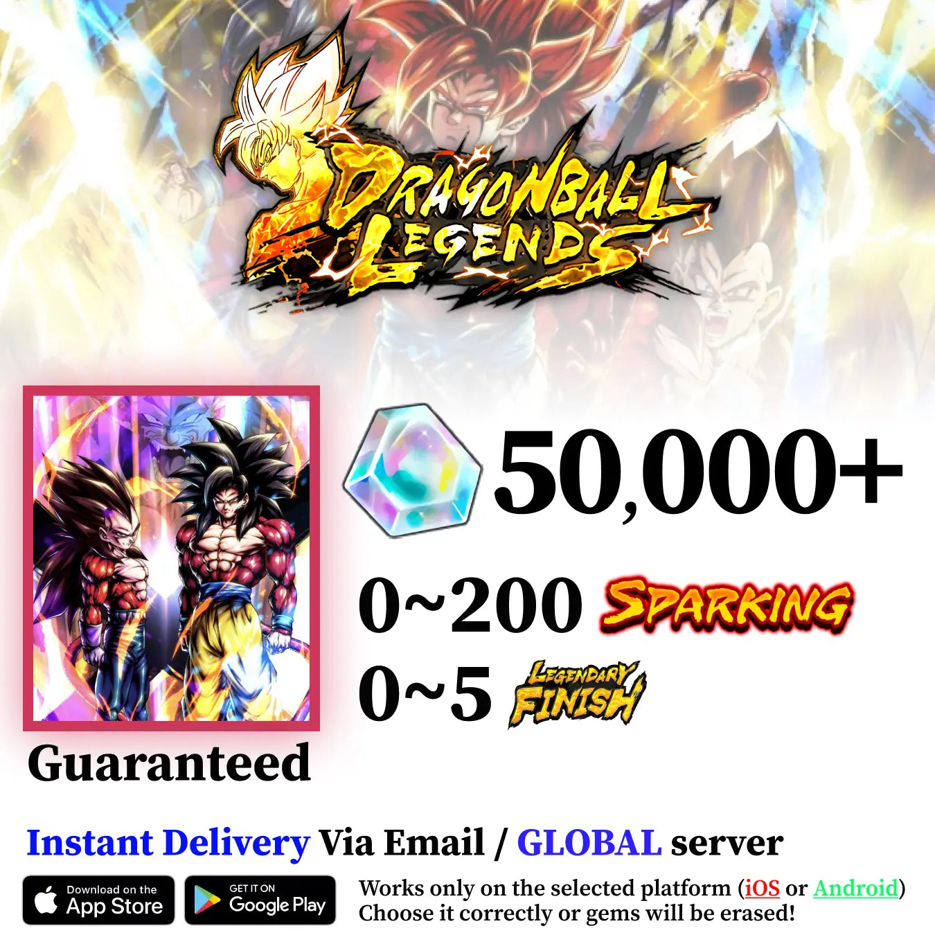 Dragon Ball Legends SS4 Goku & Vegeta Starter Account [iOS/Android]