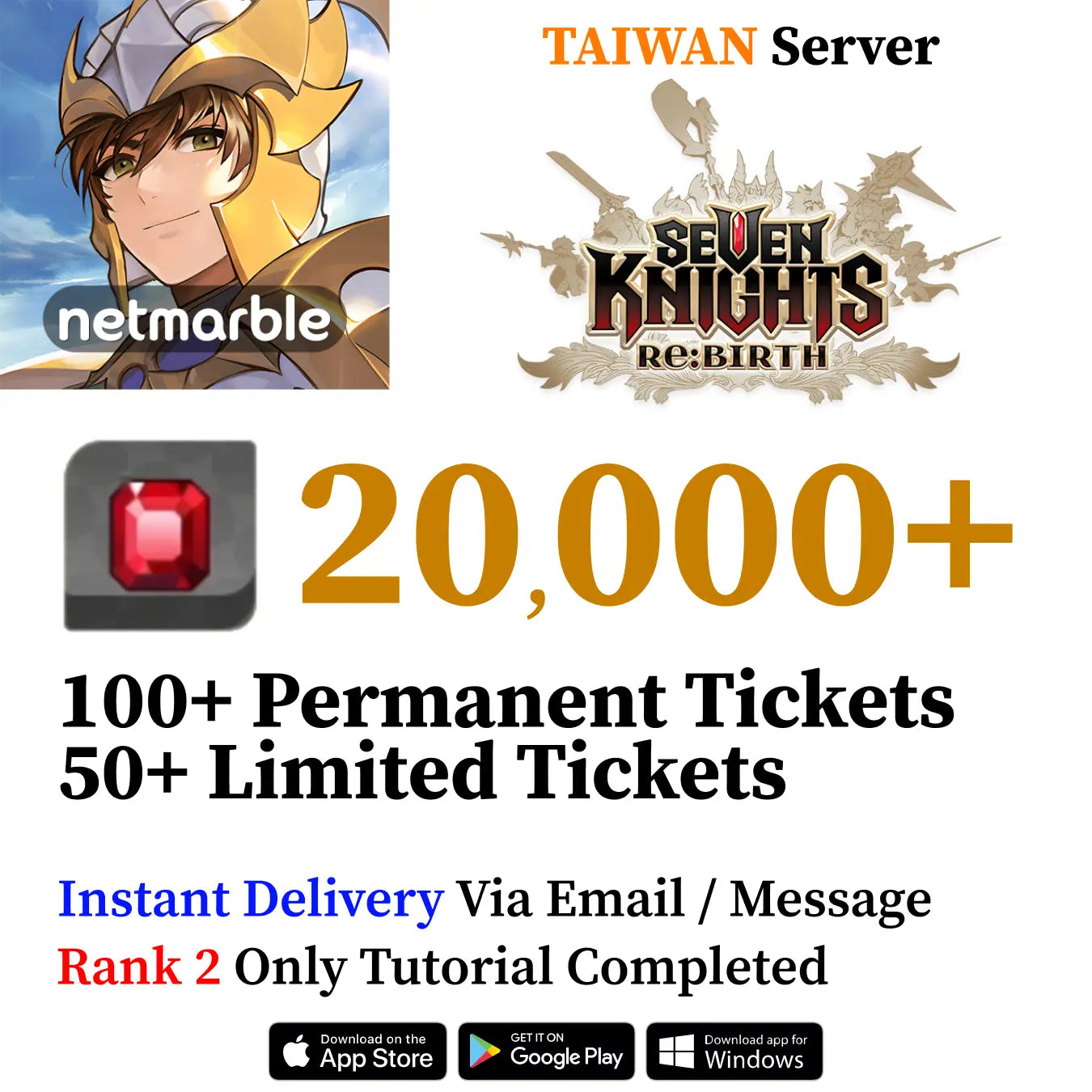 Seven Knights Re:Birth Starter Accounts | Ruby & Tickets (TAIWAN)
