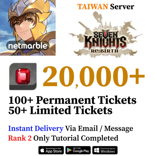 Seven Knights Re:Birth Starter Accounts | Ruby & Tickets (TAIWAN)