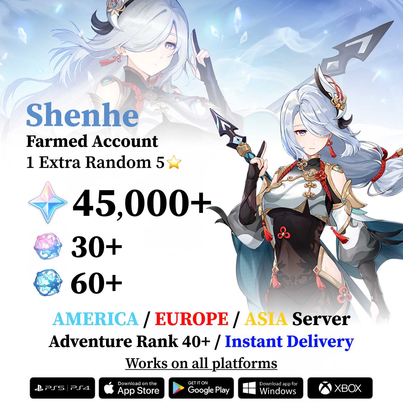 Shenhe Reroll Account with Primogems