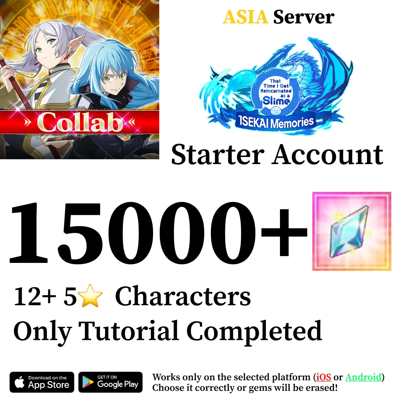 SLIME ISEKAI Memories Starter Reroll Account with Crystals [Asia]