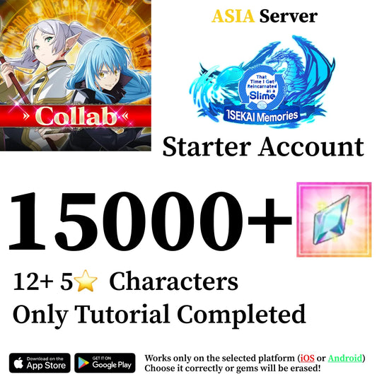 SLIME ISEKAI Memories Starter Reroll Account with Crystals [Asia]