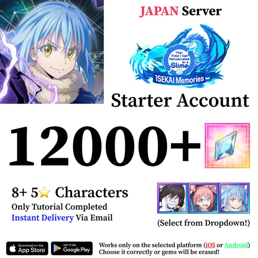 SLIME ISEKAI Memories Starter Reroll Account 12000+ Crystals [Japan]