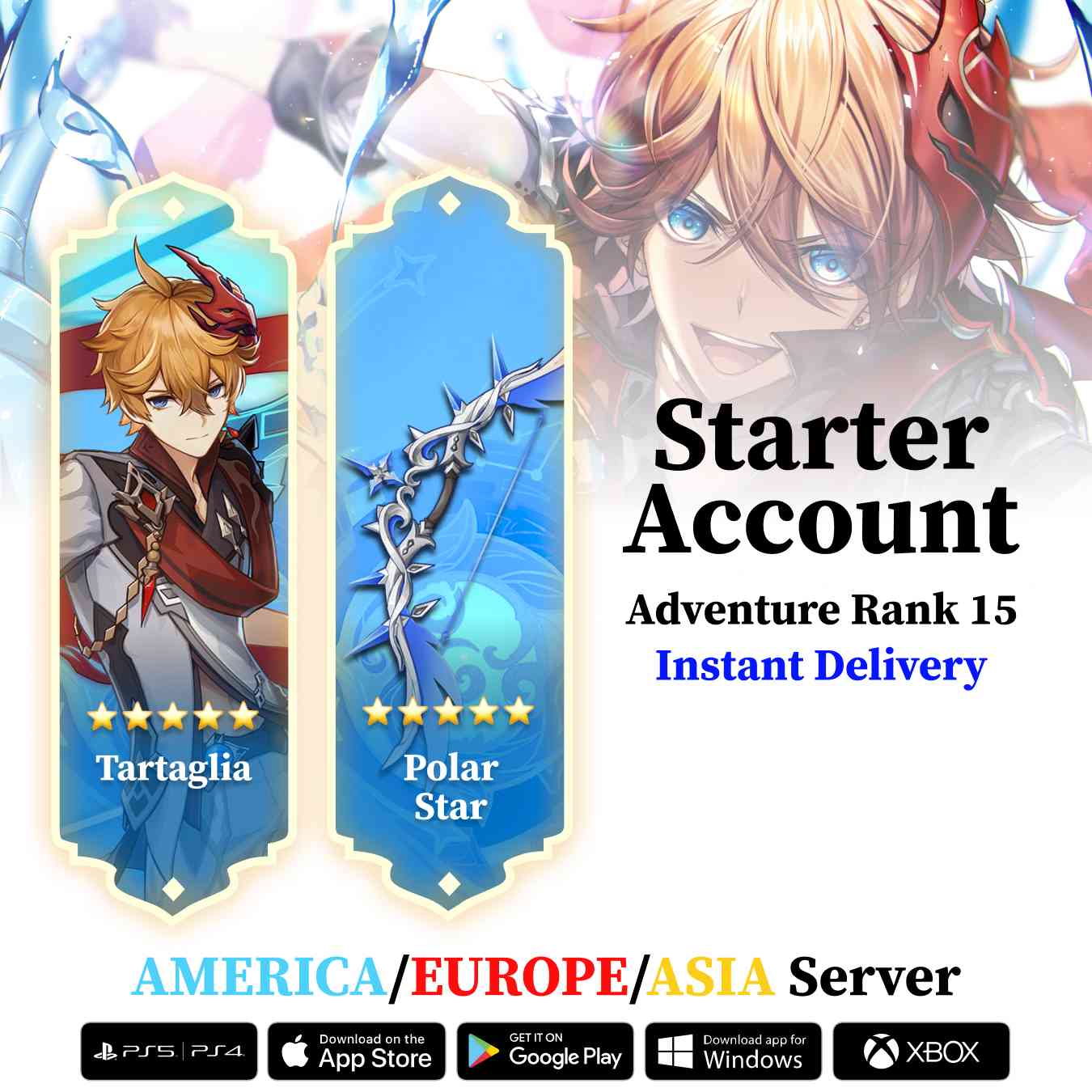 Tartaglia with Polar Star - Genshin Reroll Account