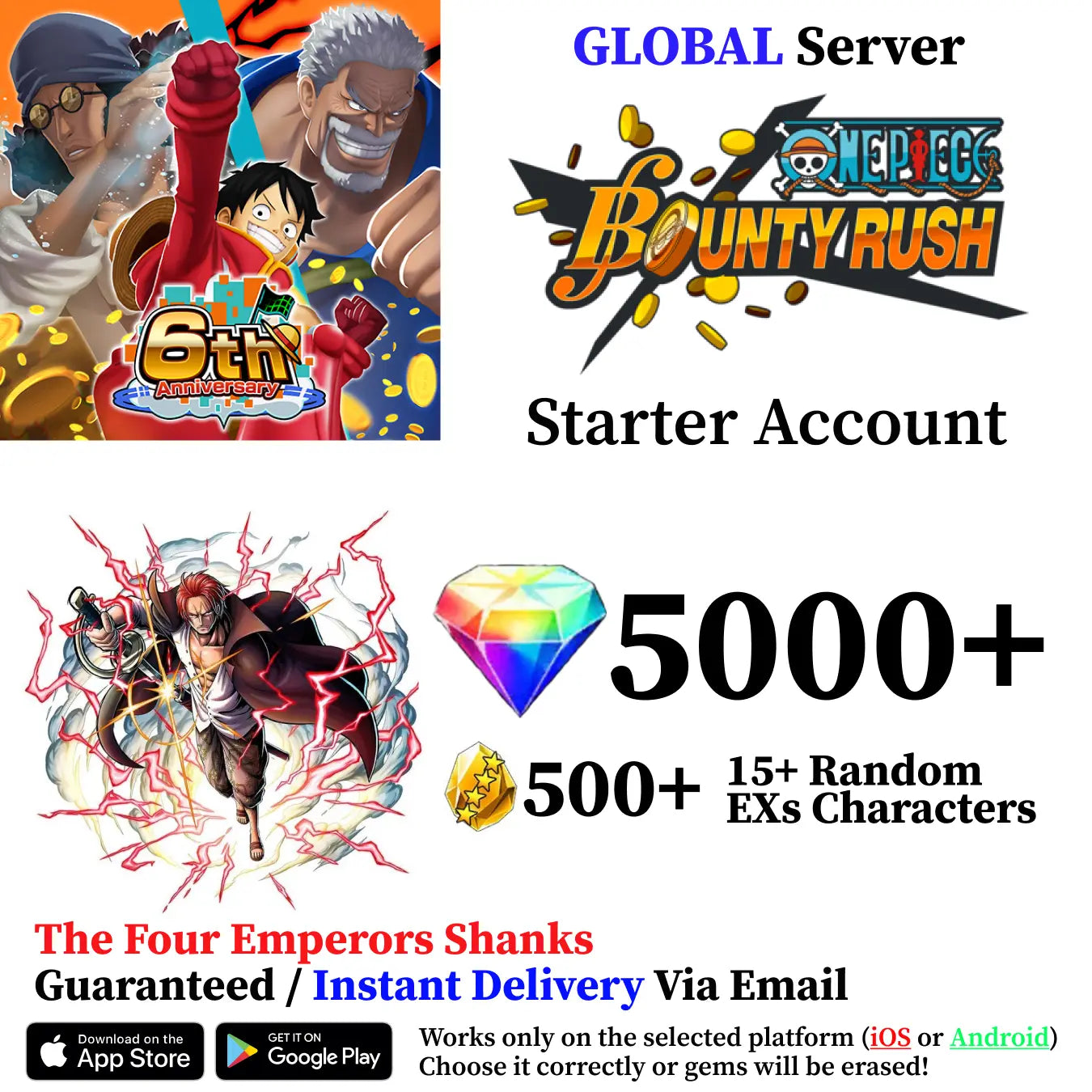 Four Emperors Shanks Starter Reroll Account [Global]