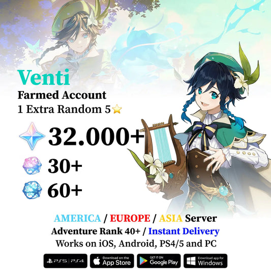 Venti Reroll Account with 30.000 Primogems