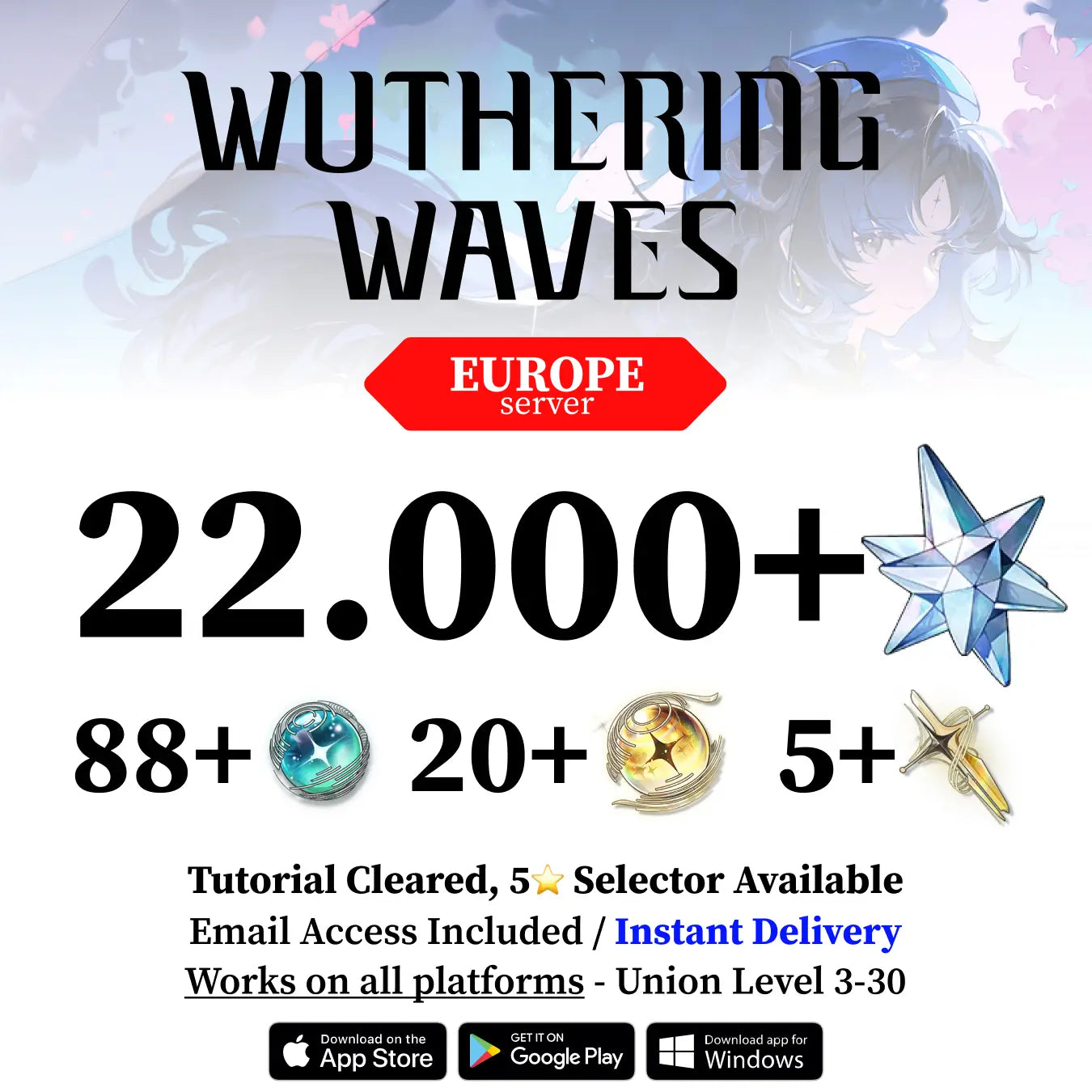 Wuthering Waves Reroll Account with Gems [Europe]