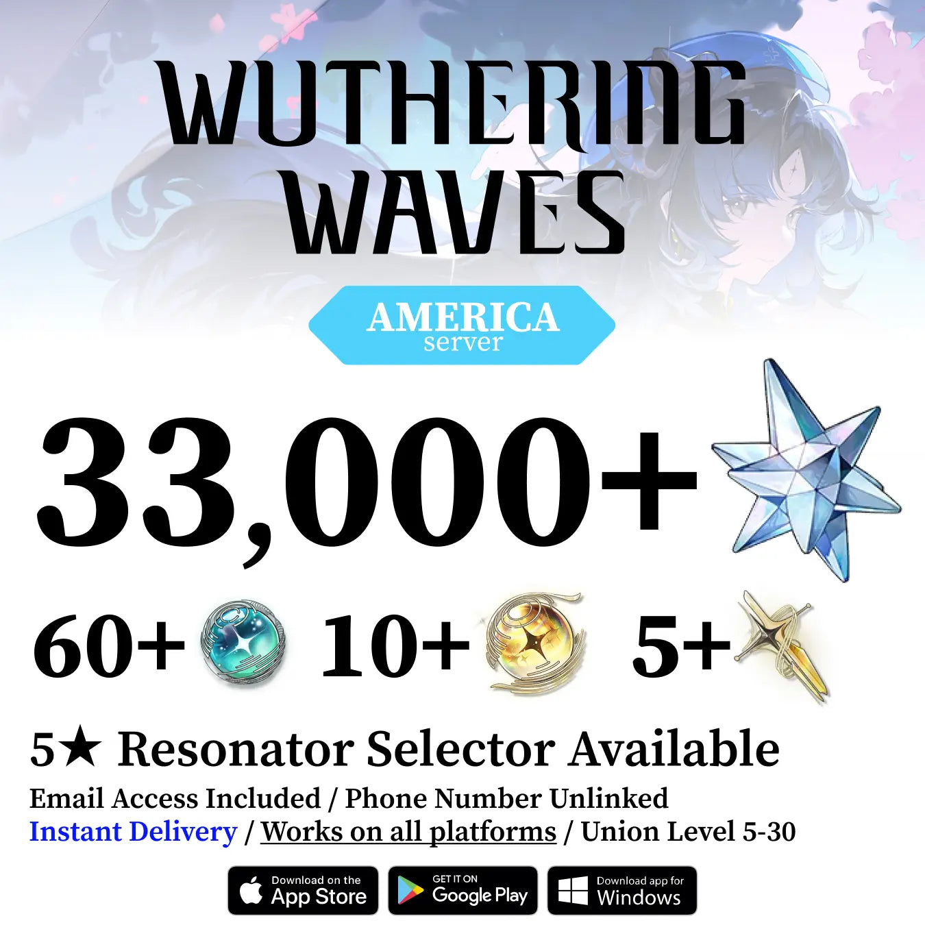 Wuthering Waves Reroll Account with Gems [America]