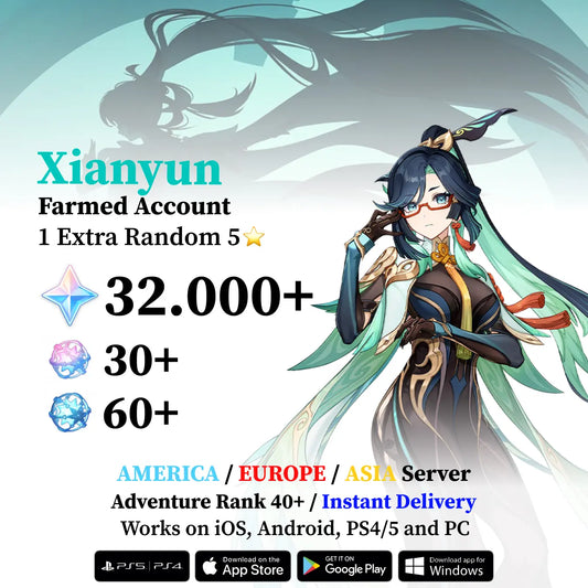 Xianyun Reroll Account with 30.000 Primogems