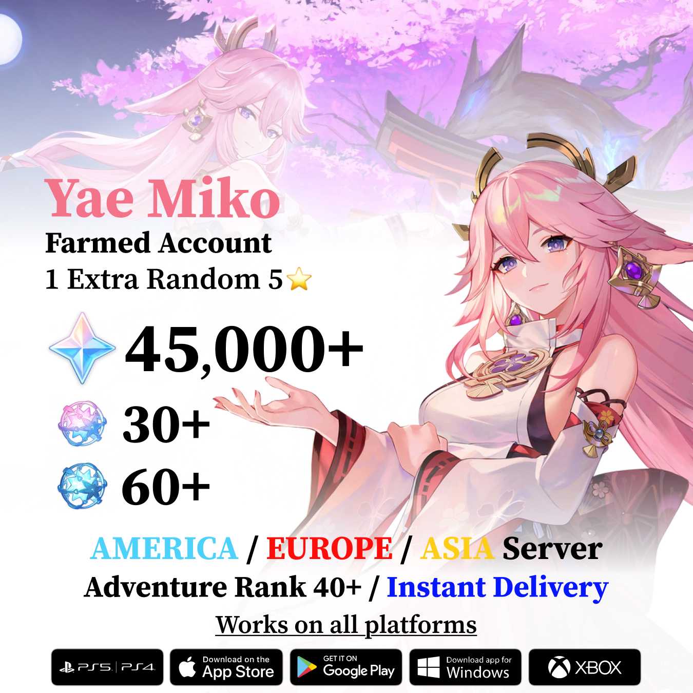 Yae Miko Reroll Account with 30.000 Primogems