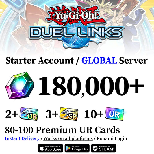 Yu-Gi-Oh! Duel Links Starter Account with 180,000+ Gems [Global]