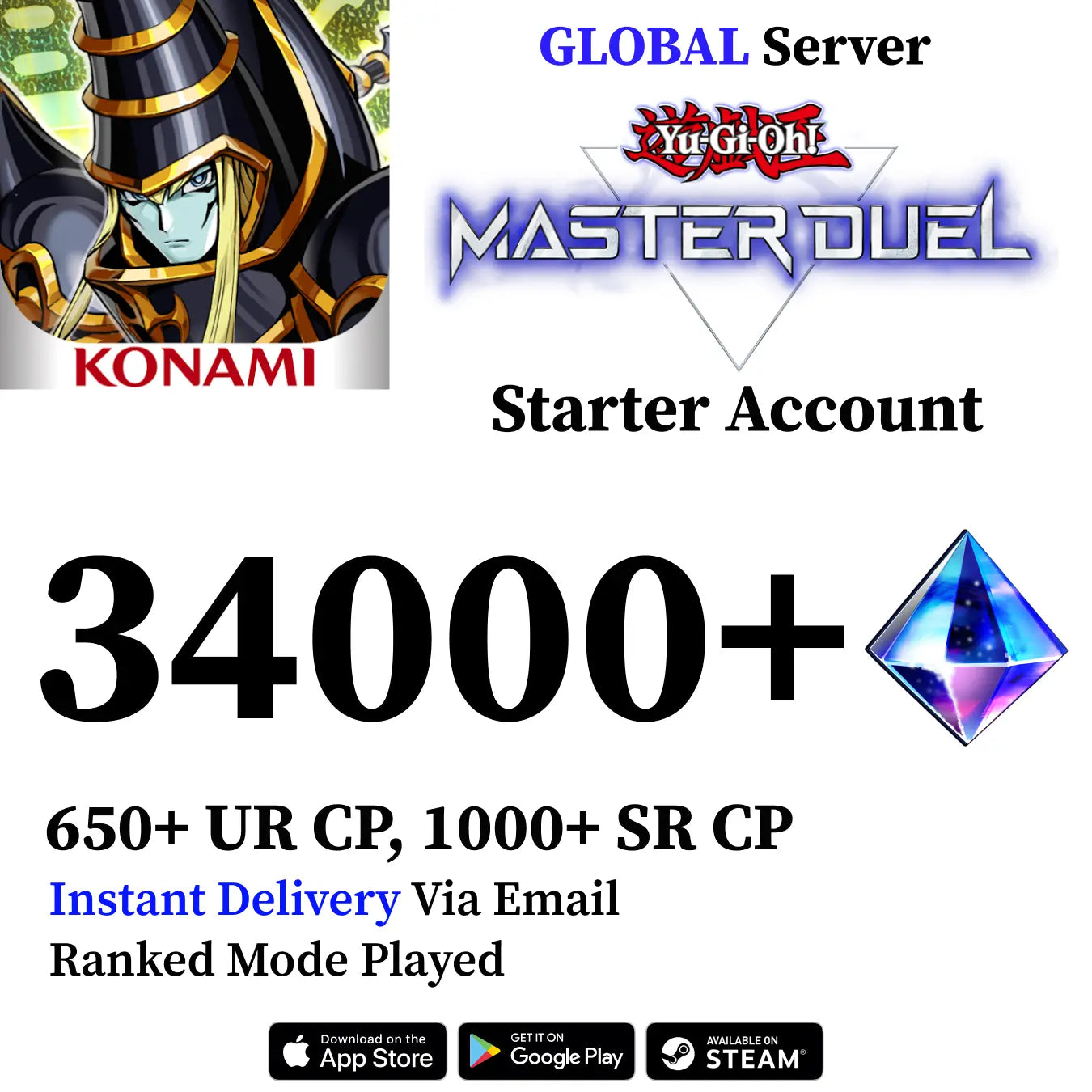 Yu-Gi-Oh! Master Duel Starter Account with 34000+ Gems [Global]