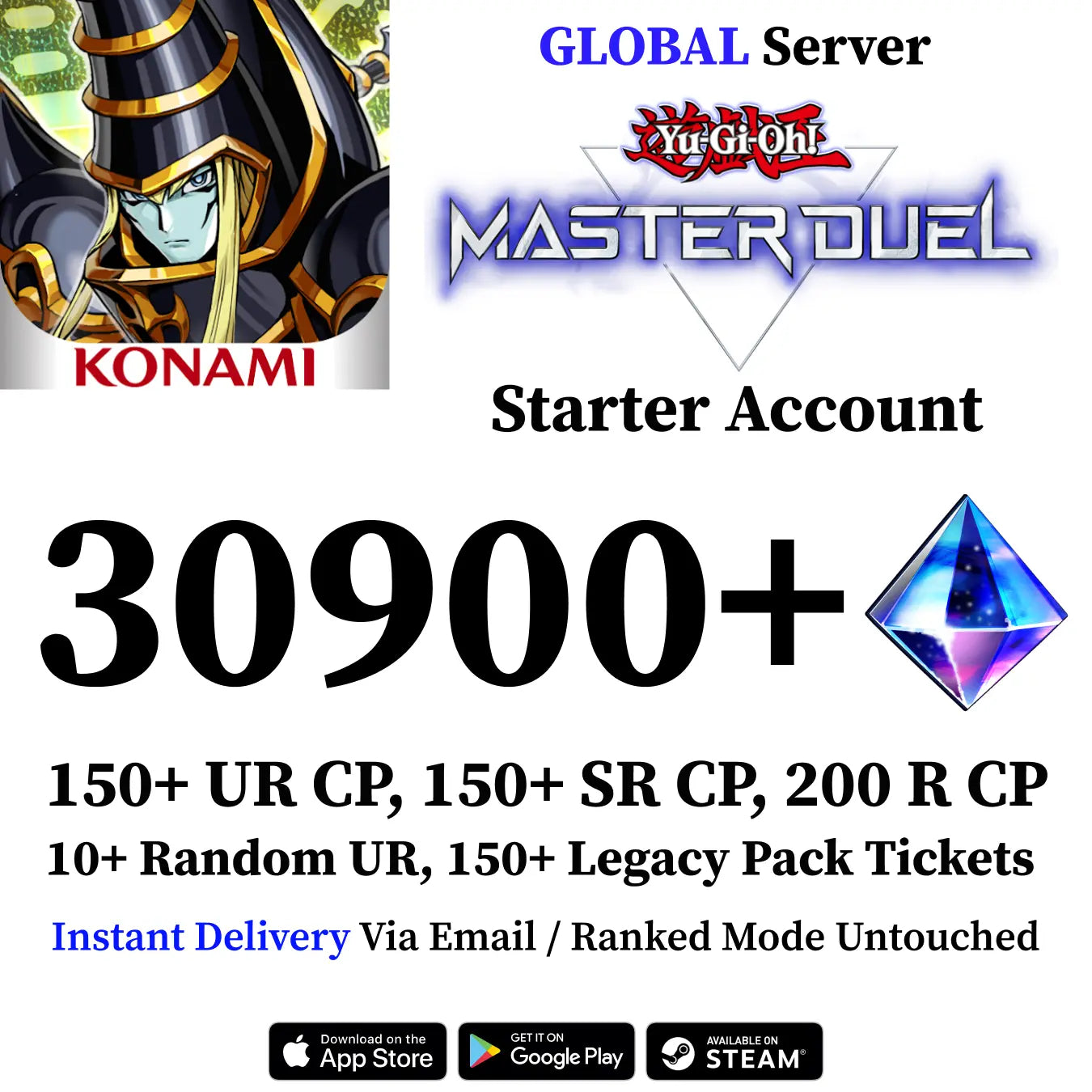 Yu-Gi-Oh! Master Duel Starter Account with 30900+ Gems [Global]