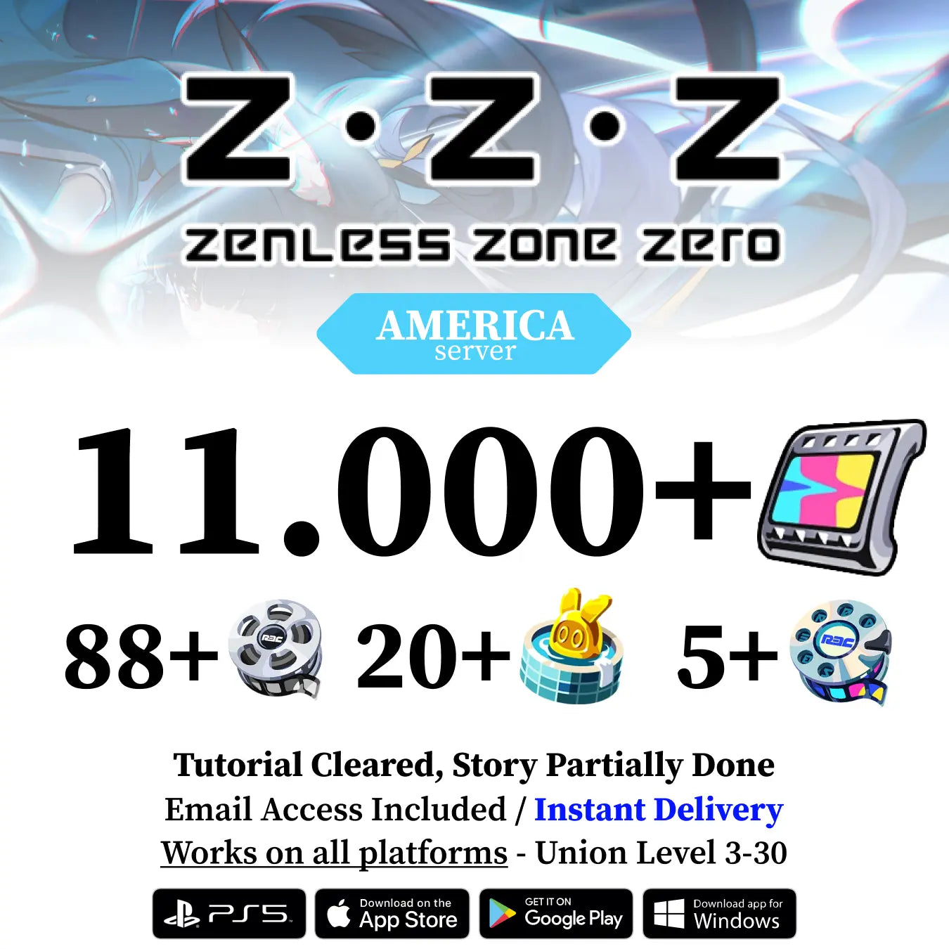 Zenless Zone Zero Reroll Account with Polychrome [America]