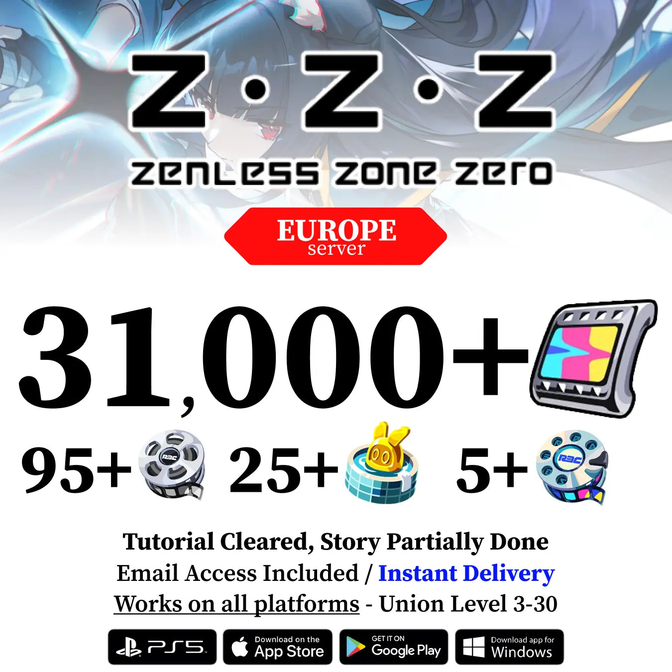 Zenless Zone Zero Reroll Account with Polychrome [Europe]