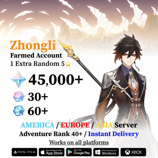 Zhongli Reroll Account with 30.000 Primogems