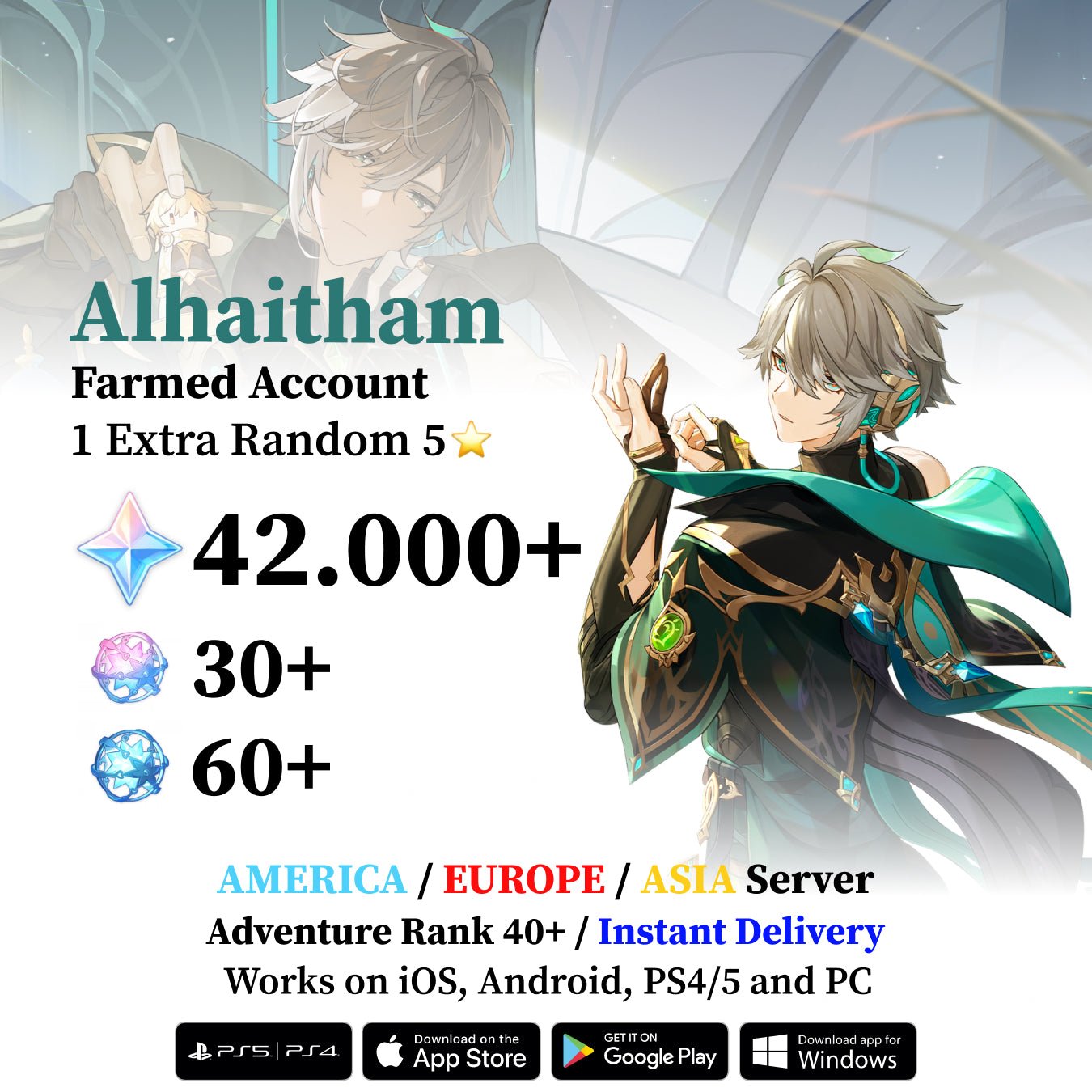 Alhaitham Reroll Account with Primogems - Genshin Accounts