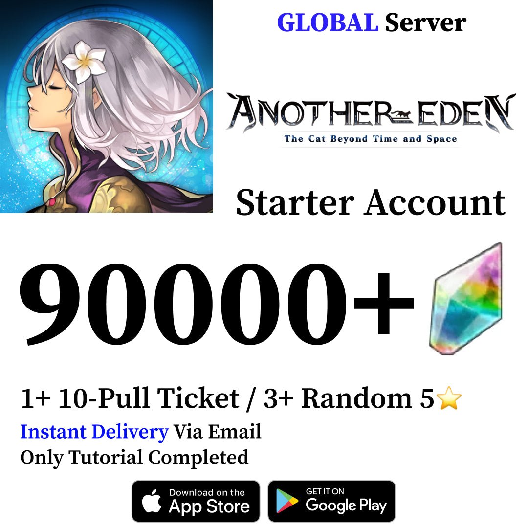 Another Eden Starter Reroll Account with 90000+ Gems [Global] - Genshin Accounts