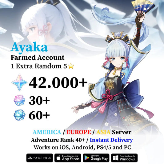 Ayaka Reroll Account with 30.000 Primogems - Genshin Accounts