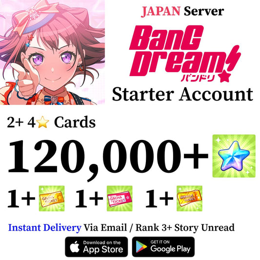 BanG Dream Bandori Starter Reroll Account wtih 120,000+ Gems [Japan] - Genshin Accounts