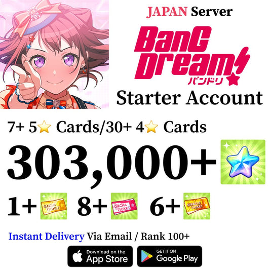 BanG Dream Bandori Starter Reroll Account wtih 303,000+ Gems [Japan] - Genshin Accounts