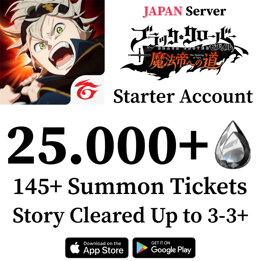 Black Clover M Account 25000+ Crystals [JAPAN] - Genshin Accounts