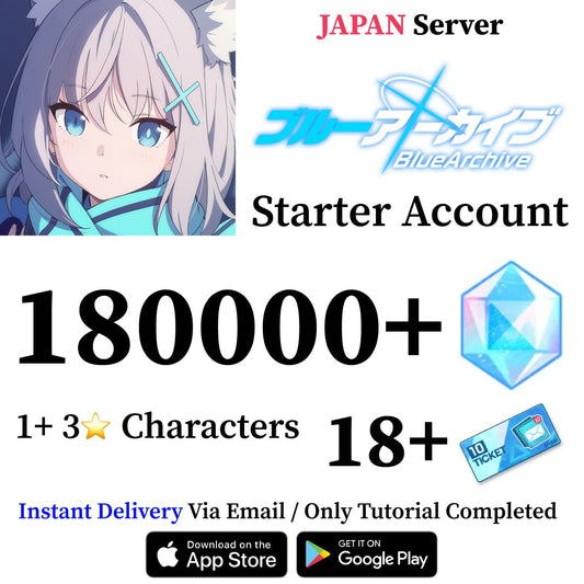 Blue Archive Starter Reroll Account with 180,000 Gems [Japan] - Genshin Accounts