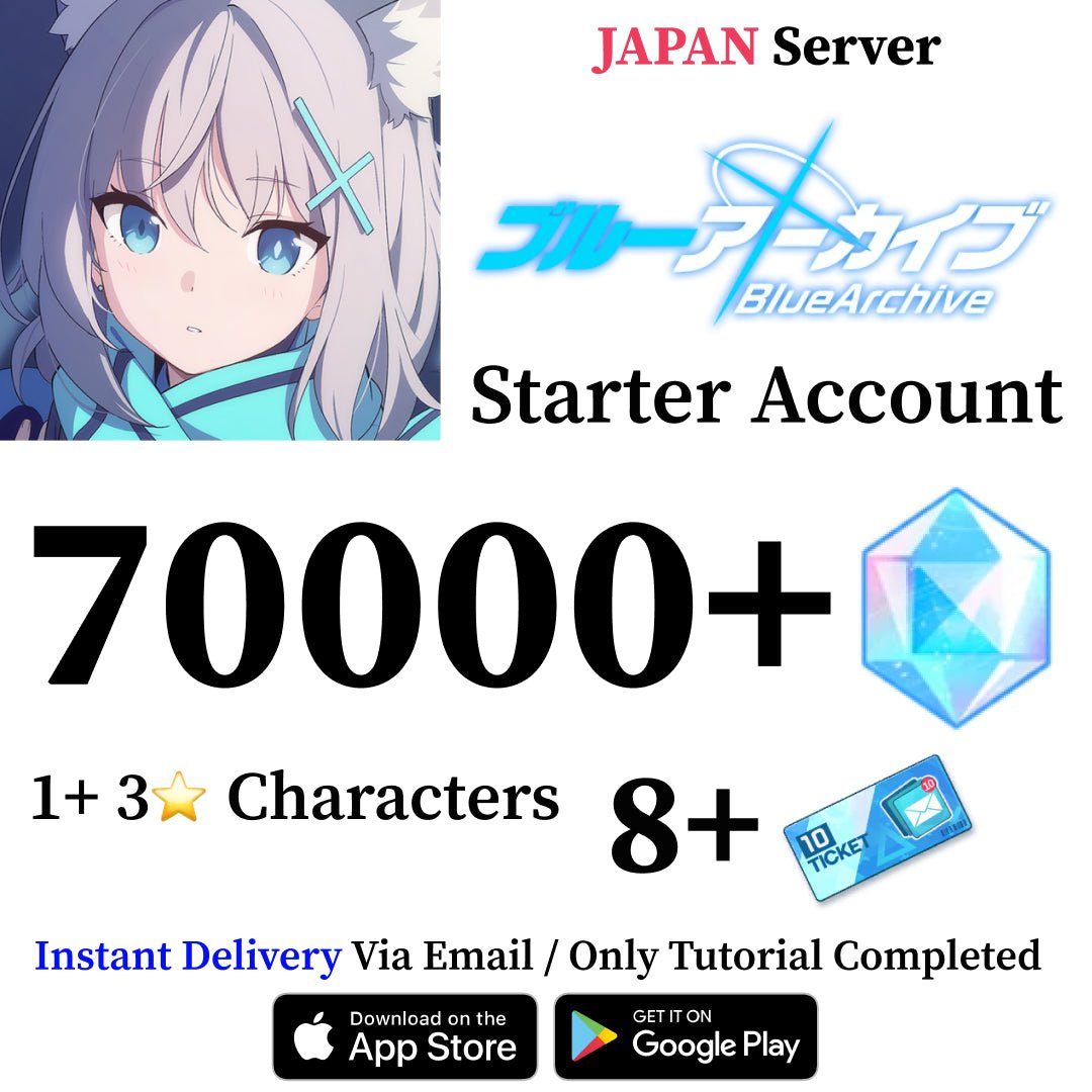 Blue Archive Starter Reroll Account with 70,000 Gems [Japan]