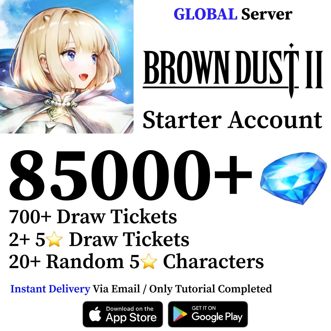 Brown Dust 2 Starter Reroll Account with 21000 Gems [Global] - Genshin Accounts